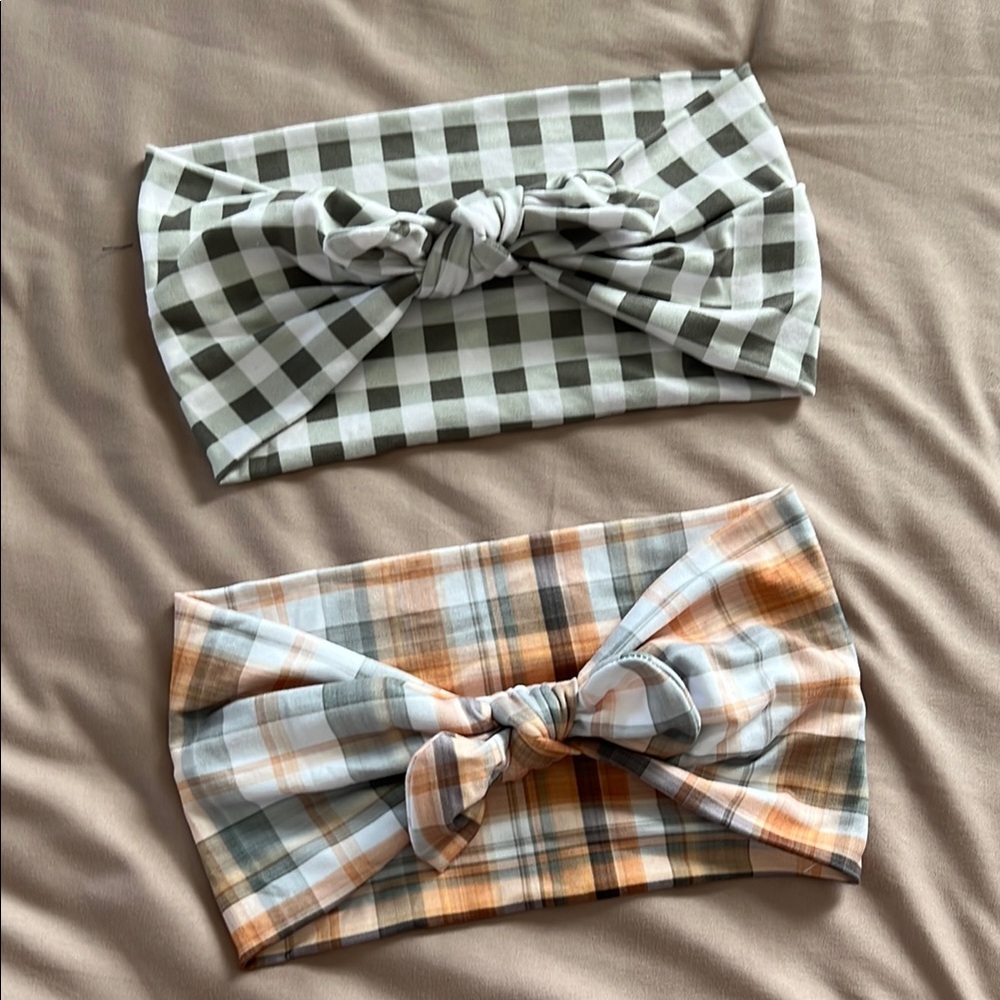 Plaid Knotted Headbands - Set of 2